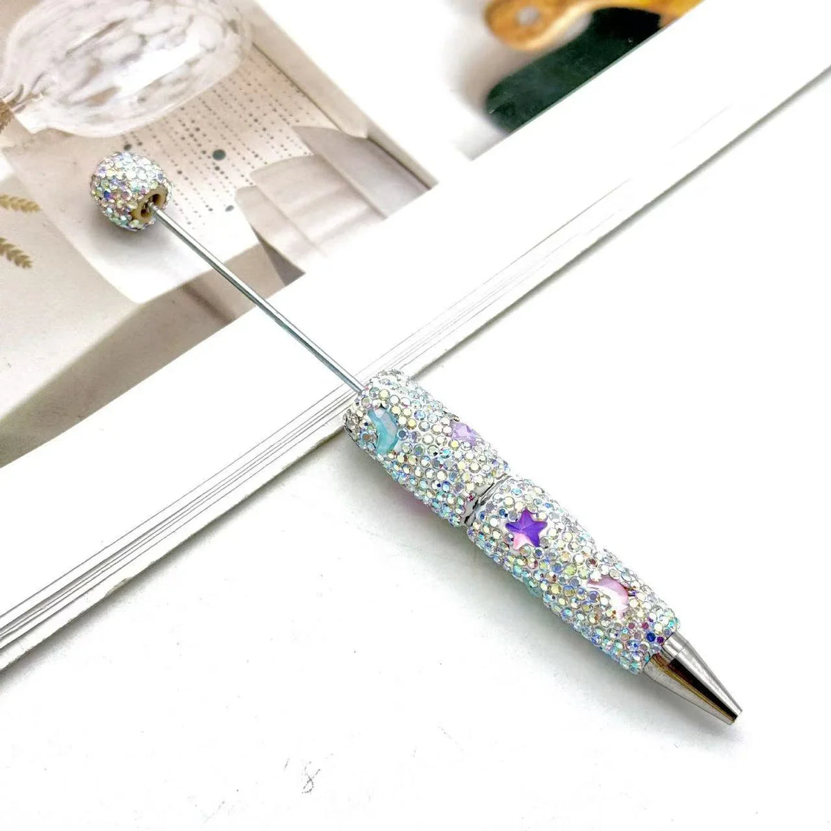 Star-shaped Diamond Bead Pen Fun Mocha Moon Ballpoint Pen | DIY Beadable Pen Craft Gift Idea