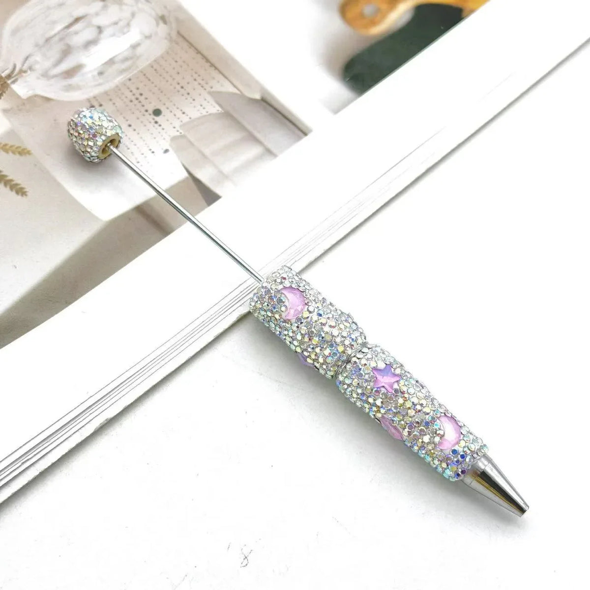 Star-shaped Diamond Bead Pen Fun Mocha Moon Ballpoint Pen | DIY Beadable Pen Craft Gift Idea