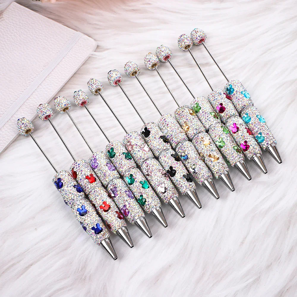 Rabbit diamond bead pen Educational rainbow diamond ballpoint pen | DIY Beadable Pen Craft Gift Idea