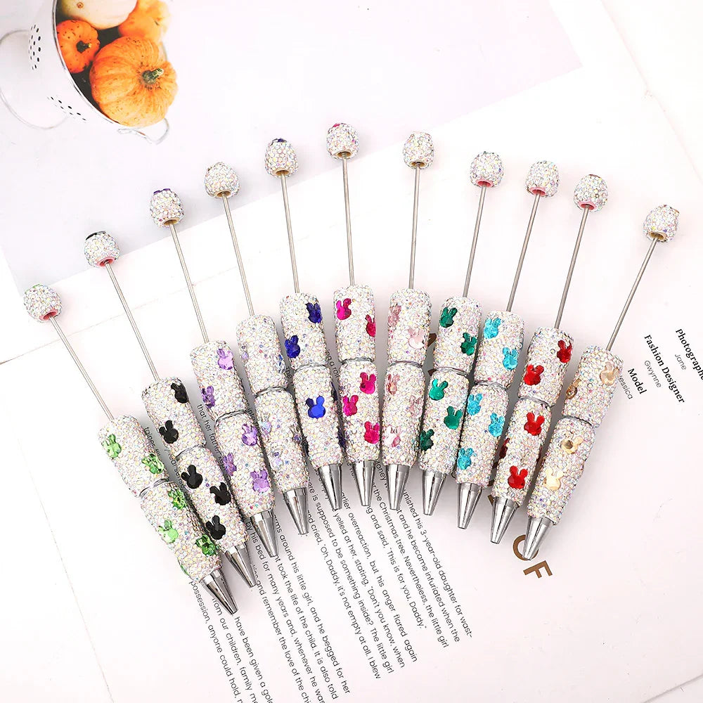Rabbit diamond bead pen Educational rainbow diamond ballpoint pen | DIY Beadable Pen Craft Gift Idea