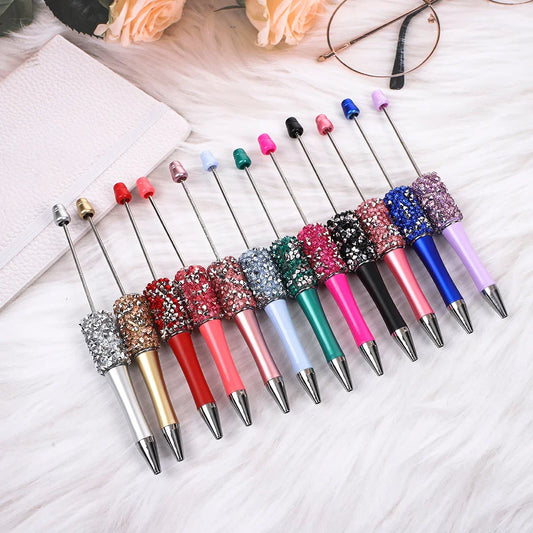 Diamond bead pen with high value multi-color diamond messy beads ballpoint pen