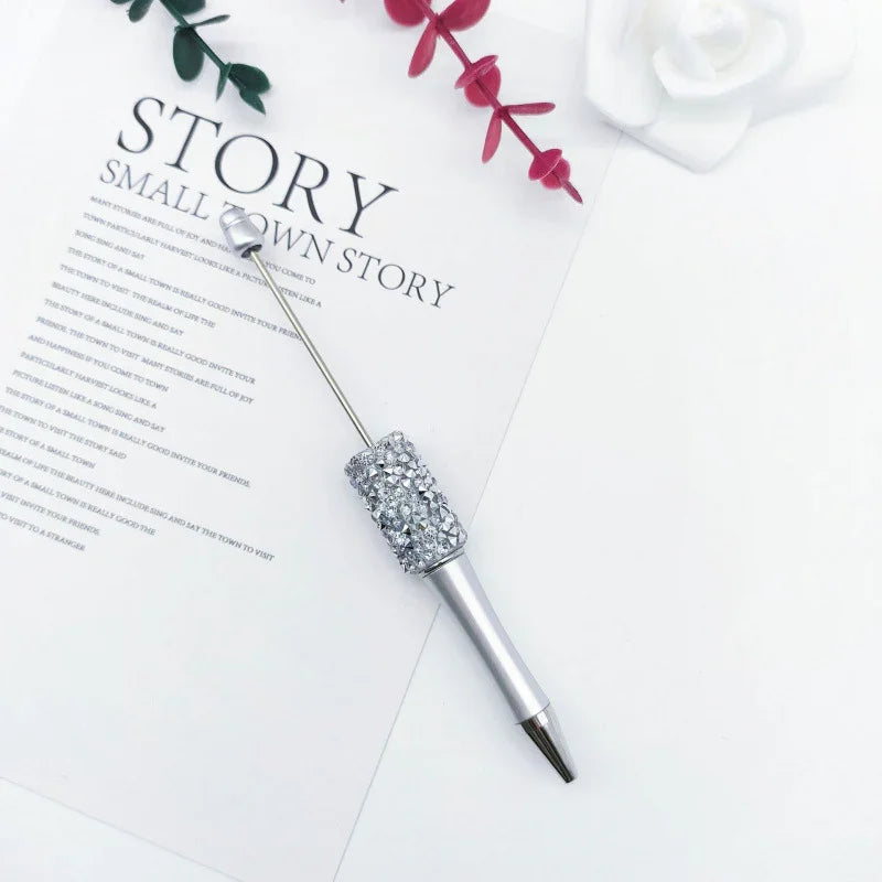 Diamond bead pen with high value multi-color diamond messy beads ballpoint pen