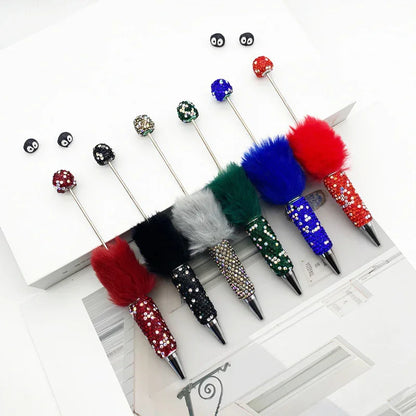 AB plush diamond bead pen DIY furry diamond ballpoint pen