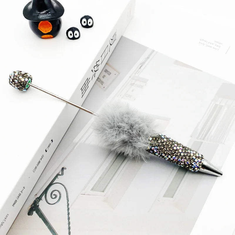 AB plush diamond bead pen DIY furry diamond ballpoint pen