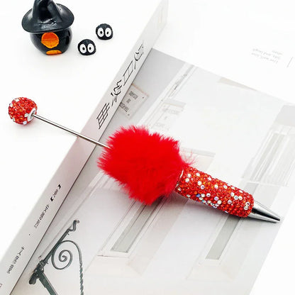 AB plush diamond bead pen DIY furry diamond ballpoint pen