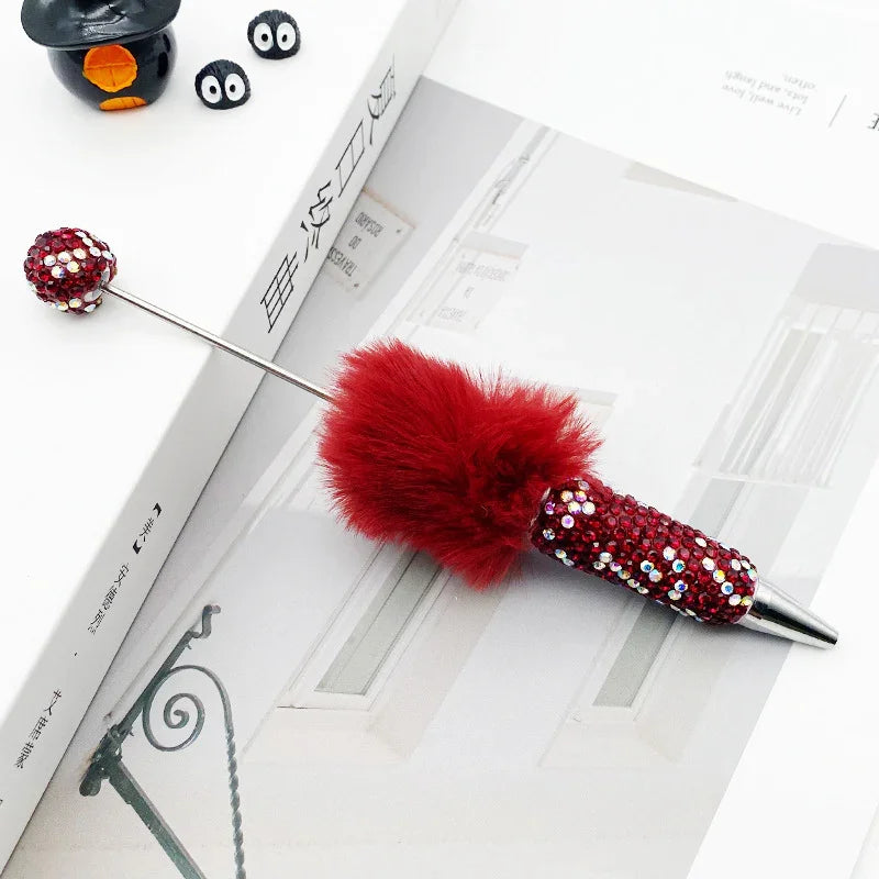 AB plush diamond bead pen DIY furry diamond ballpoint pen
