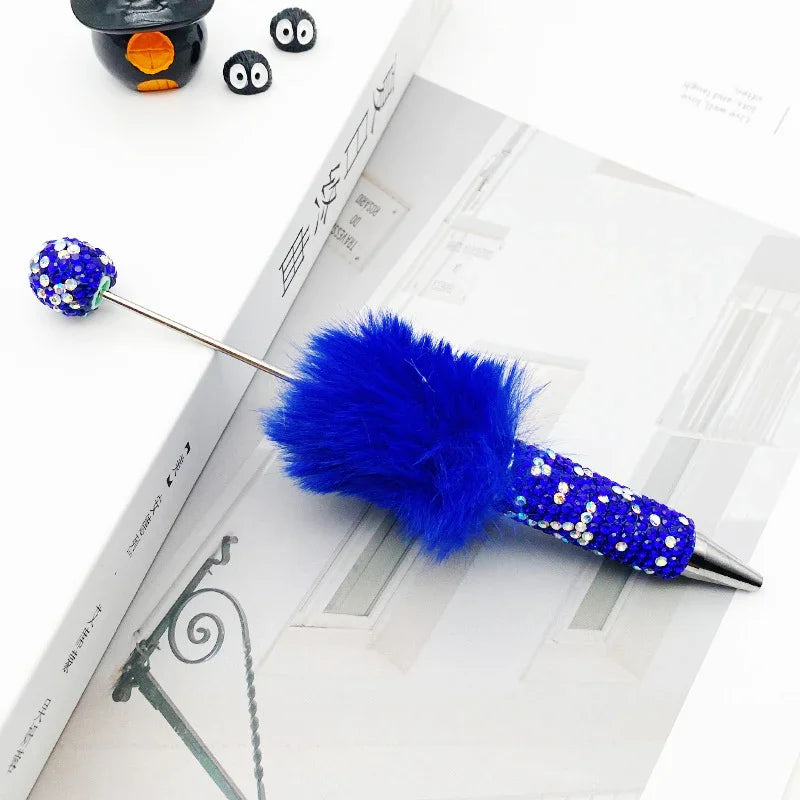 AB plush diamond bead pen DIY furry diamond ballpoint pen | DIY Beadable Pen Craft Gift Idea