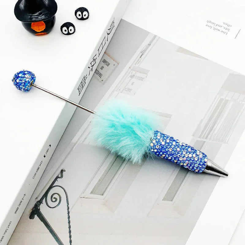 AB plush diamond bead pen DIY furry diamond ballpoint pen
