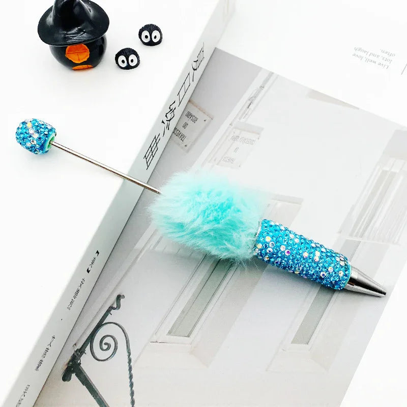 AB plush diamond bead pen DIY furry diamond ballpoint pen
