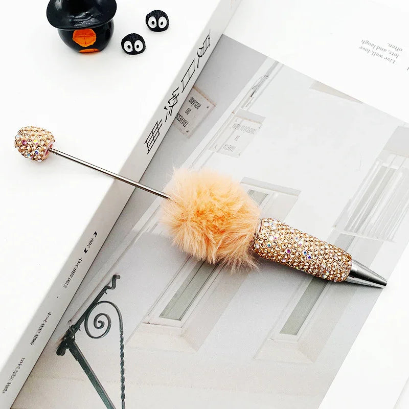 AB plush diamond bead pen DIY furry diamond ballpoint pen | DIY Beadable Pen Craft Gift Idea