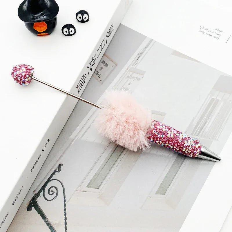 AB plush diamond bead pen DIY furry diamond ballpoint pen