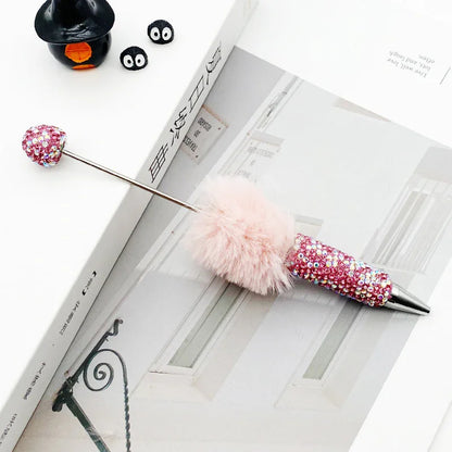 AB plush diamond bead pen DIY furry diamond ballpoint pen