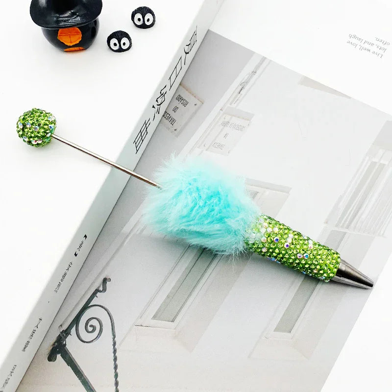 AB plush diamond bead pen DIY furry diamond ballpoint pen
