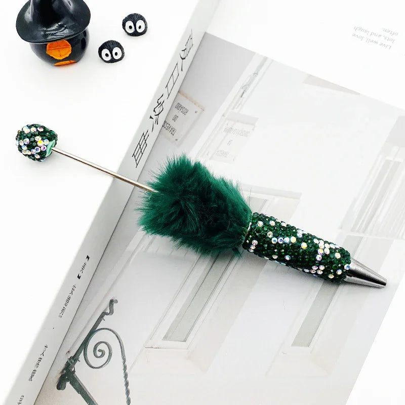 AB plush diamond bead pen DIY furry diamond ballpoint pen