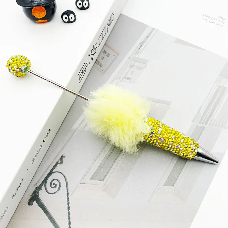 AB plush diamond bead pen DIY furry diamond ballpoint pen | DIY Beadable Pen Craft Gift Idea