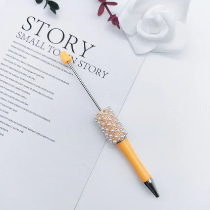 Pearl agate bead pen hand-threaded cute bead pen gradient three-color ballpoint pen