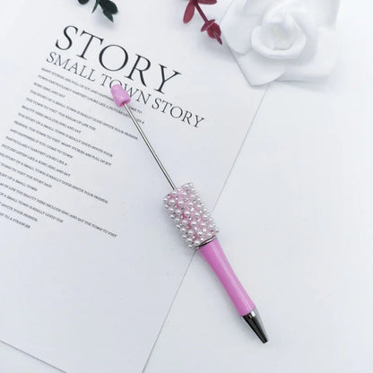 Pearl agate bead pen hand-threaded cute bead pen gradient three-color ballpoint pen