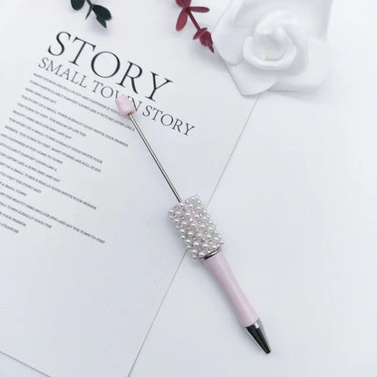 Pearl agate bead pen hand-threaded cute bead pen gradient three-color ballpoint pen