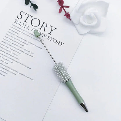 Pearl agate bead pen hand-threaded cute bead pen gradient three-color ballpoint pen