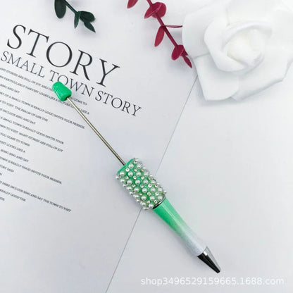 Pearl agate bead pen hand-threaded cute bead pen gradient three-color ballpoint pen