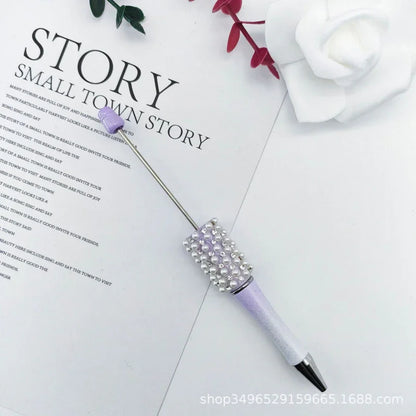 Pearl agate bead pen hand-threaded cute bead pen gradient three-color ballpoint pen