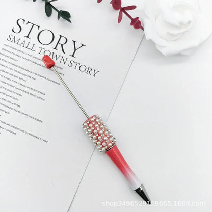 Pearl agate bead pen hand-threaded cute bead pen gradient three-color ballpoint pen