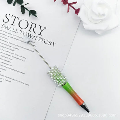 Pearl agate bead pen hand-threaded cute bead pen gradient three-color ballpoint pen