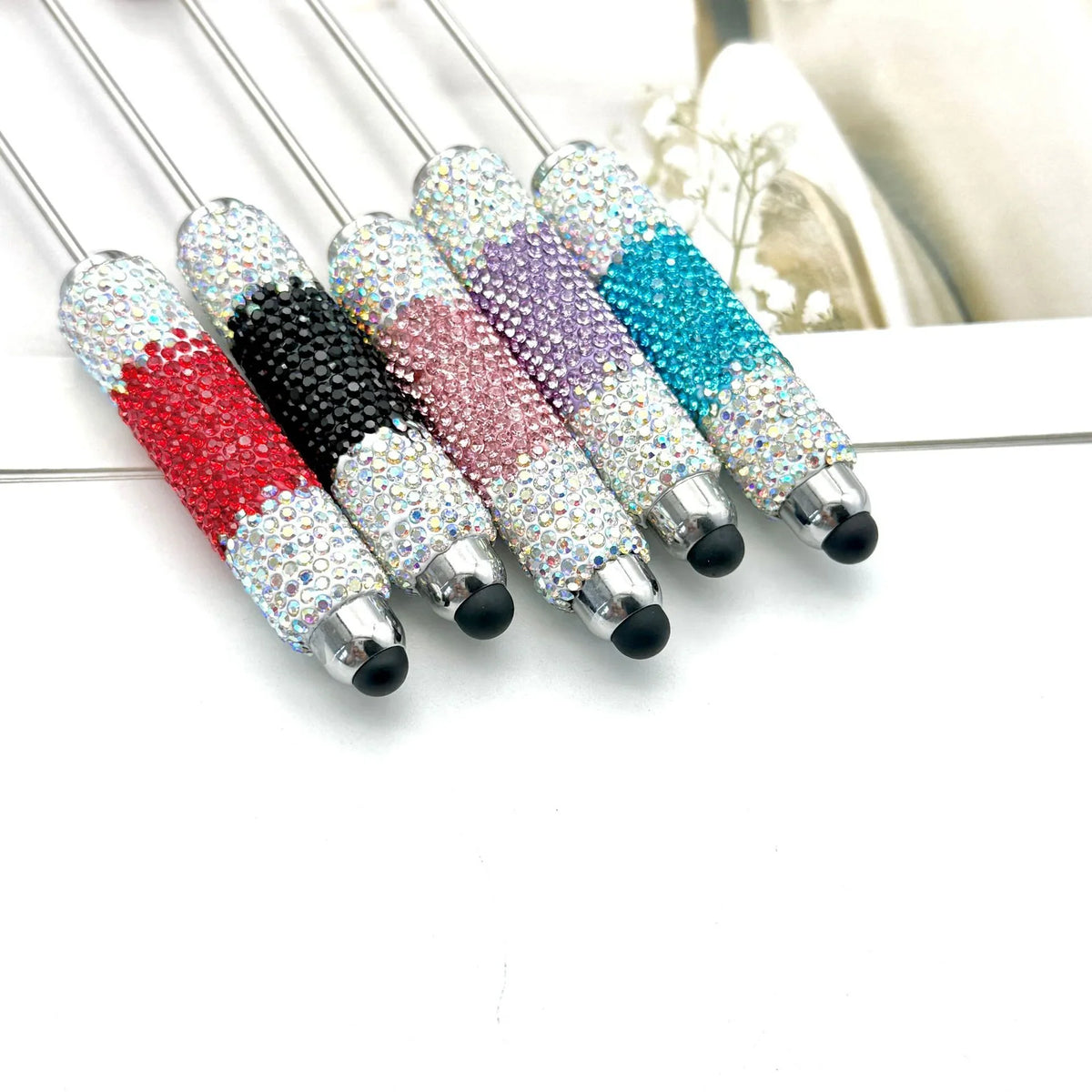 Touch screen gradient full diamond bead pen fun colored diamonds | DIY Beadable Pen Craft Gift Idea