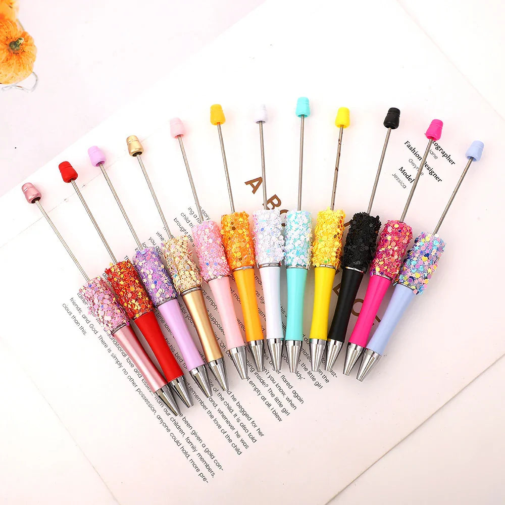Twinkle Little Star Bead Pen Colorful Sparkling Sequin Ballpoint Pen | DIY Beadable Pen Craft Gift Idea