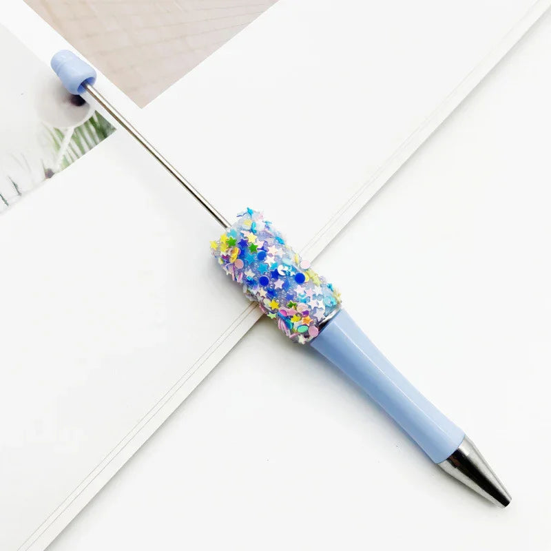 Twinkle Little Star Bead Pen Colorful Sparkling Sequin Ballpoint Pen | DIY Beadable Pen Craft Gift Idea