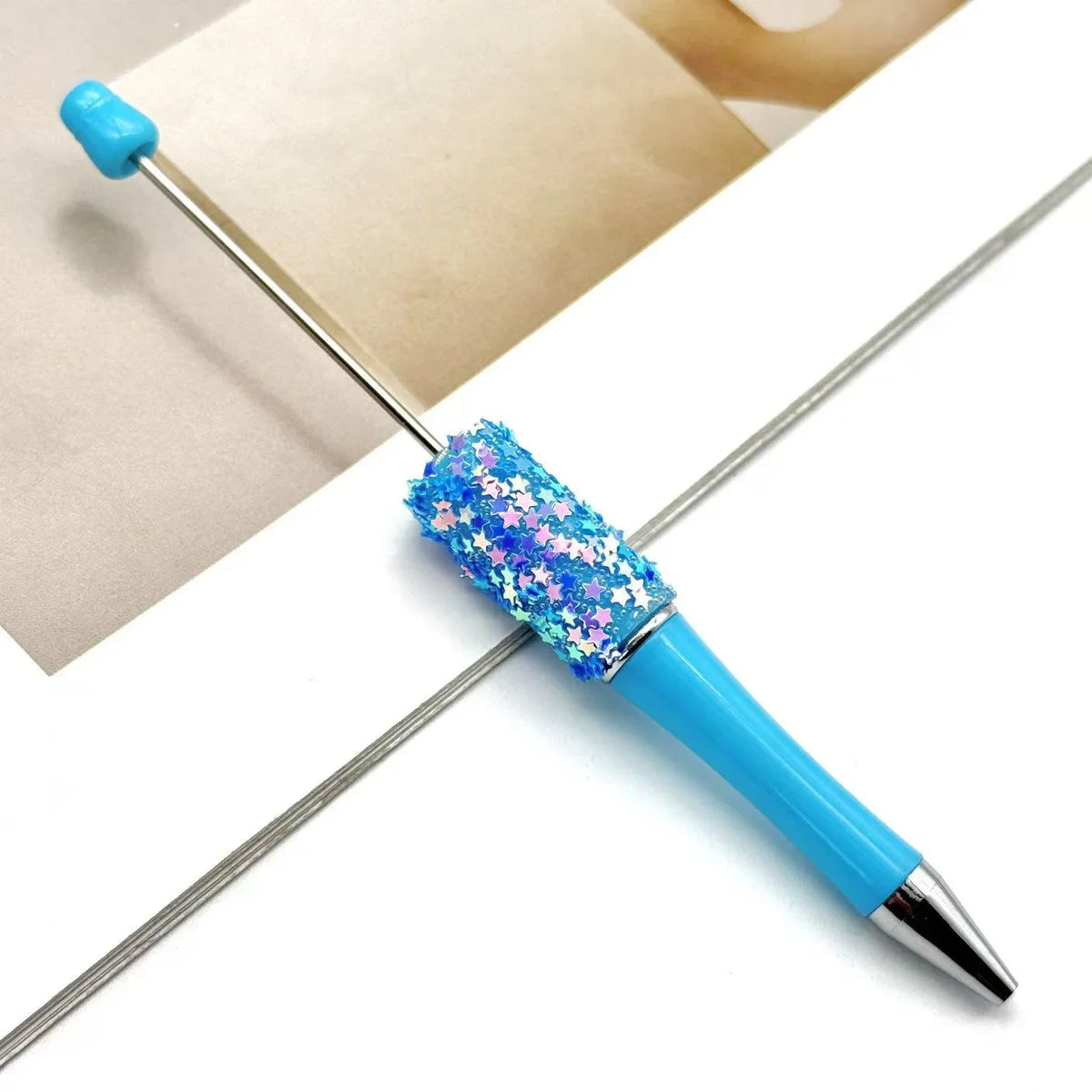 Twinkle Little Star Bead Pen Colorful Sparkling Sequin Ballpoint Pen | DIY Beadable Pen Craft Gift Idea
