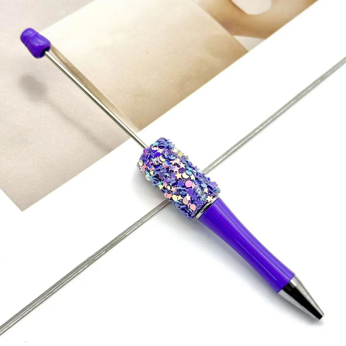 Twinkle Little Star Bead Pen Colorful Sparkling Sequin Ballpoint Pen | DIY Beadable Pen Craft Gift Idea