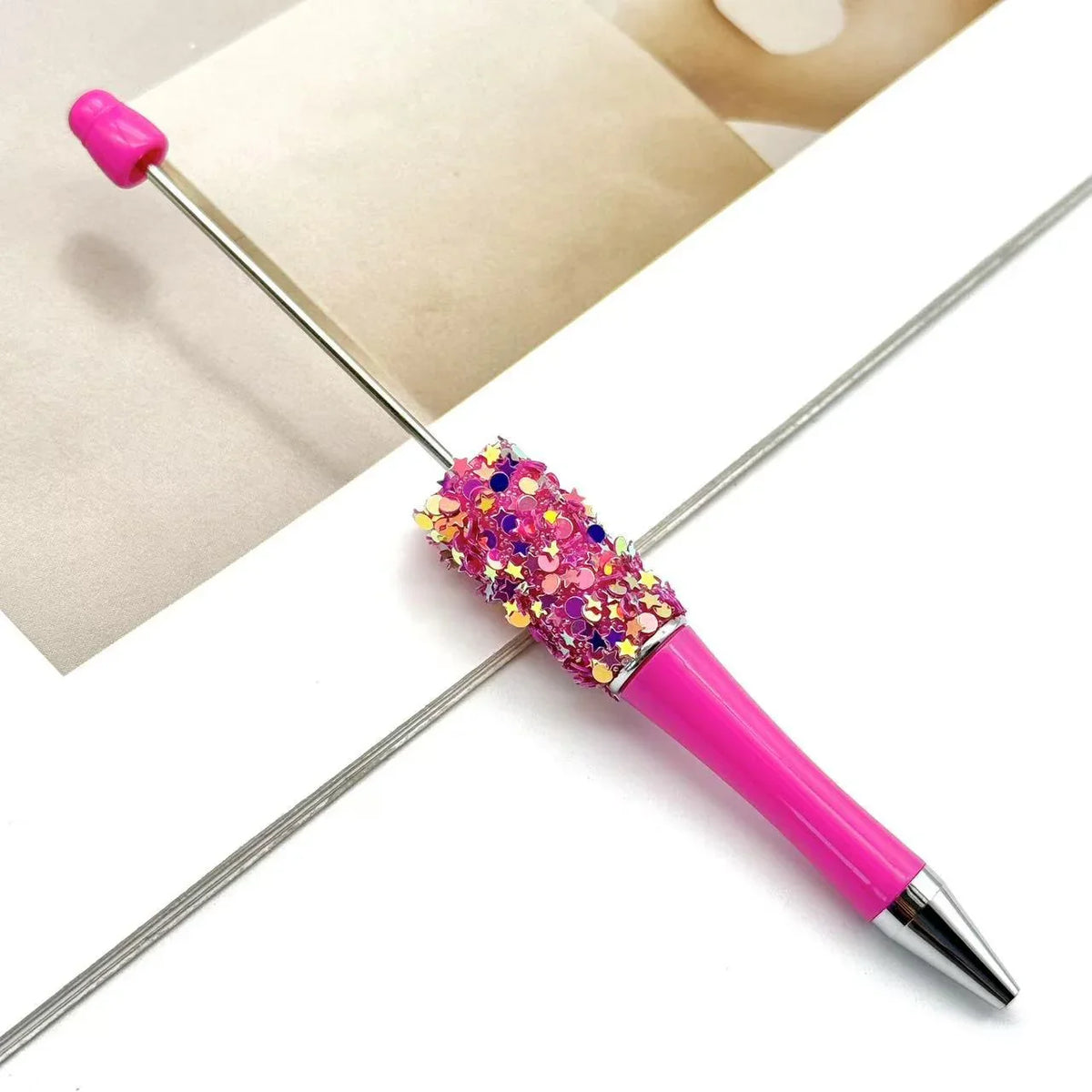 Twinkle Little Star Bead Pen Colorful Sparkling Sequin Ballpoint Pen | DIY Beadable Pen Craft Gift Idea