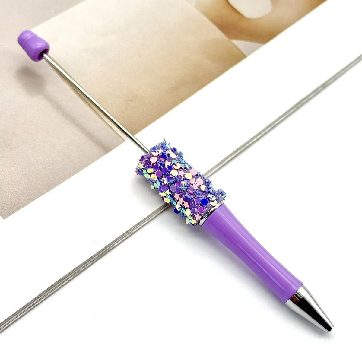 Twinkle Little Star Bead Pen Colorful Sparkling Sequin Ballpoint Pen | DIY Beadable Pen Craft Gift Idea