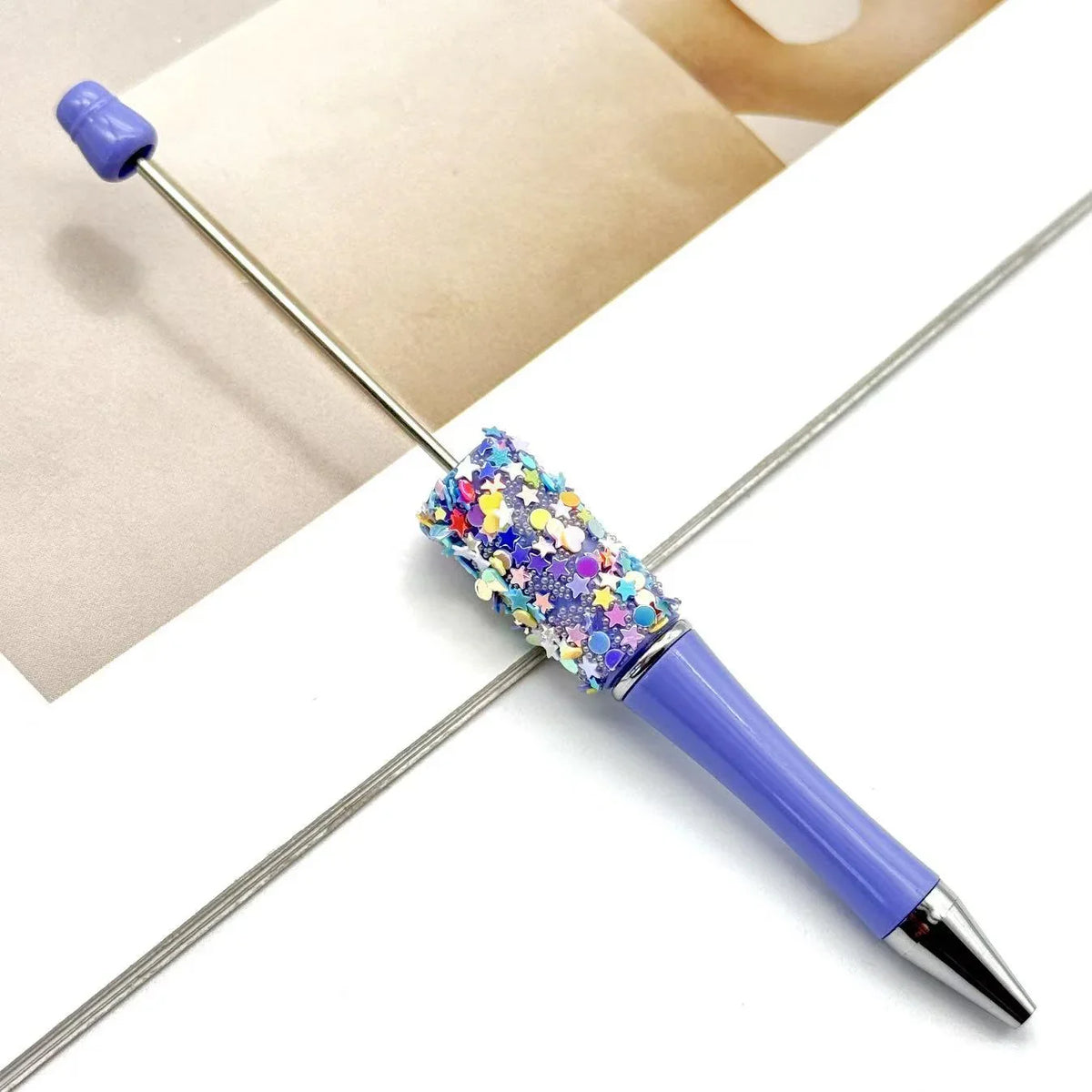 Twinkle Little Star Bead Pen Colorful Sparkling Sequin Ballpoint Pen | DIY Beadable Pen Craft Gift Idea