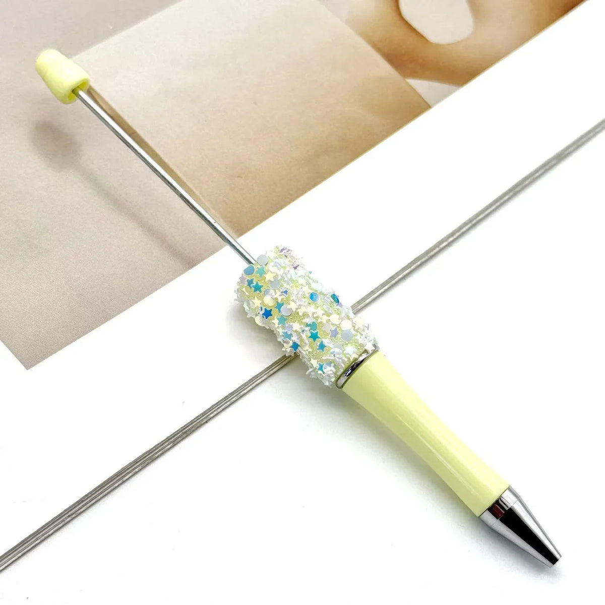 Twinkle Little Star Bead Pen Colorful Sparkling Sequin Ballpoint Pen | DIY Beadable Pen Craft Gift Idea