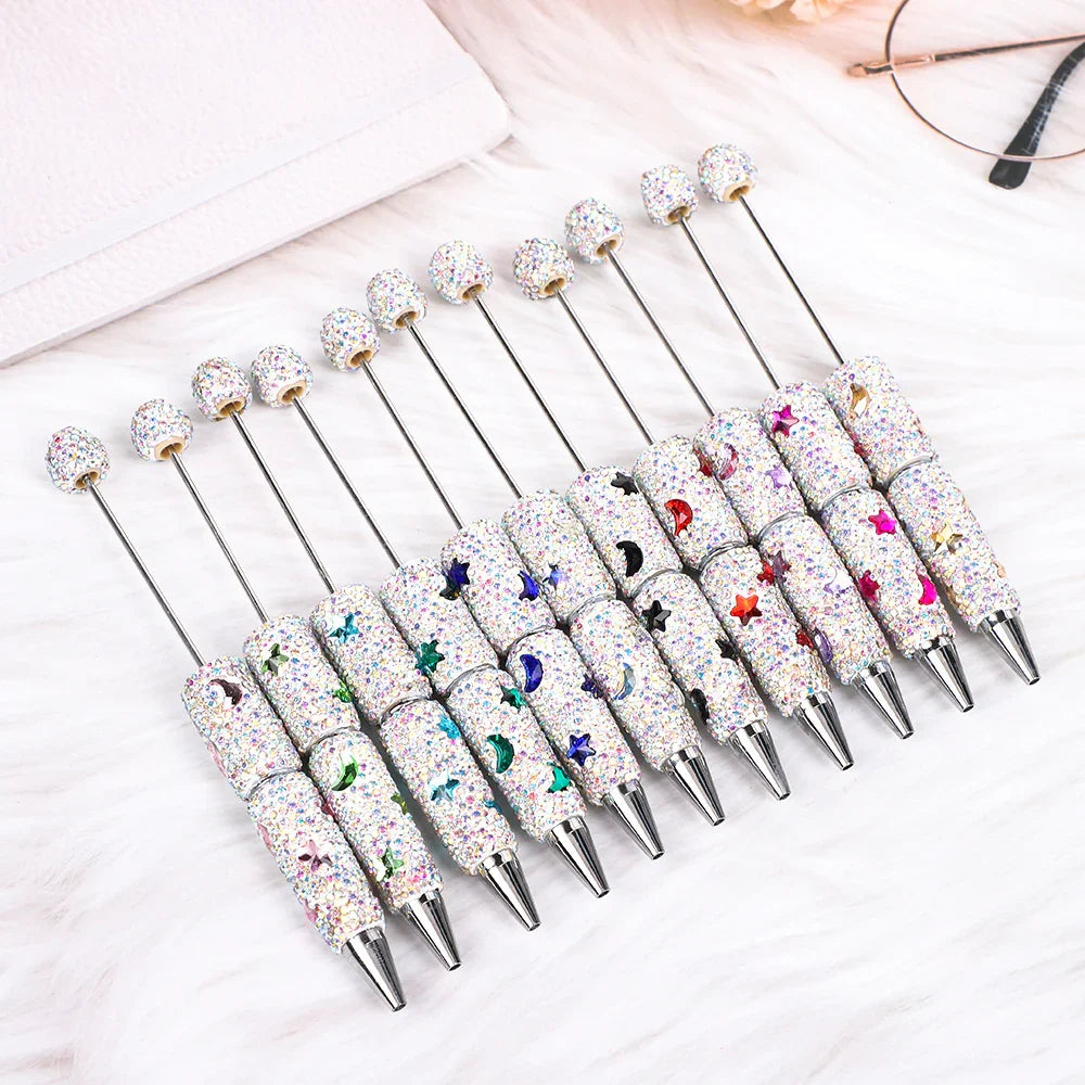 Star and Moon Full Diamond Bead Pen Colorful Heavy Industry Full Diamond | DIY Beadable Pen Craft Gift Idea