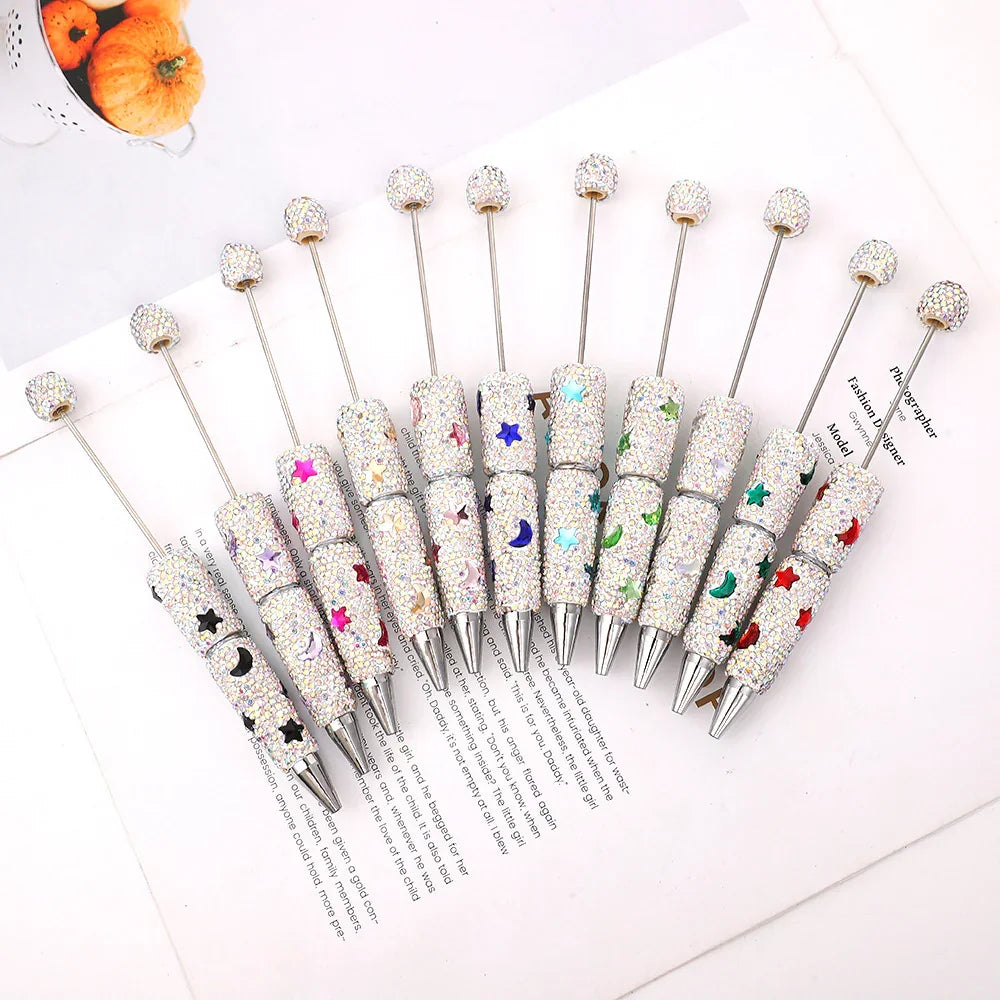 Star and Moon Full Diamond Bead Pen Colorful Heavy Industry Full Diamond | DIY Beadable Pen Craft Gift Idea