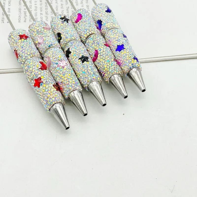 Star and Moon Full Diamond Bead Pen Colorful Heavy Industry Full Diamond | DIY Beadable Pen Craft Gift Idea