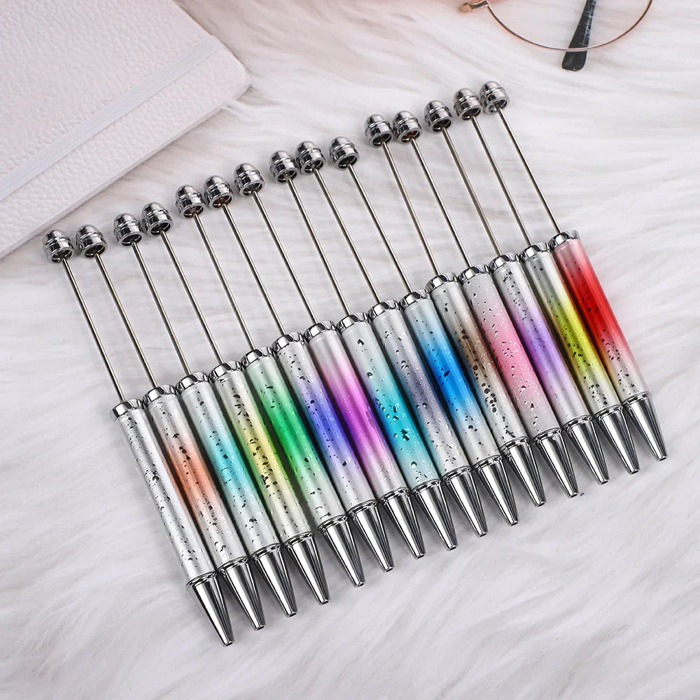 Starry Sky Bead Pen Creative Water Drop Head Gradient Ballpoint Pen Multicolor Beading | DIY Beadable Pen Craft Gift Idea