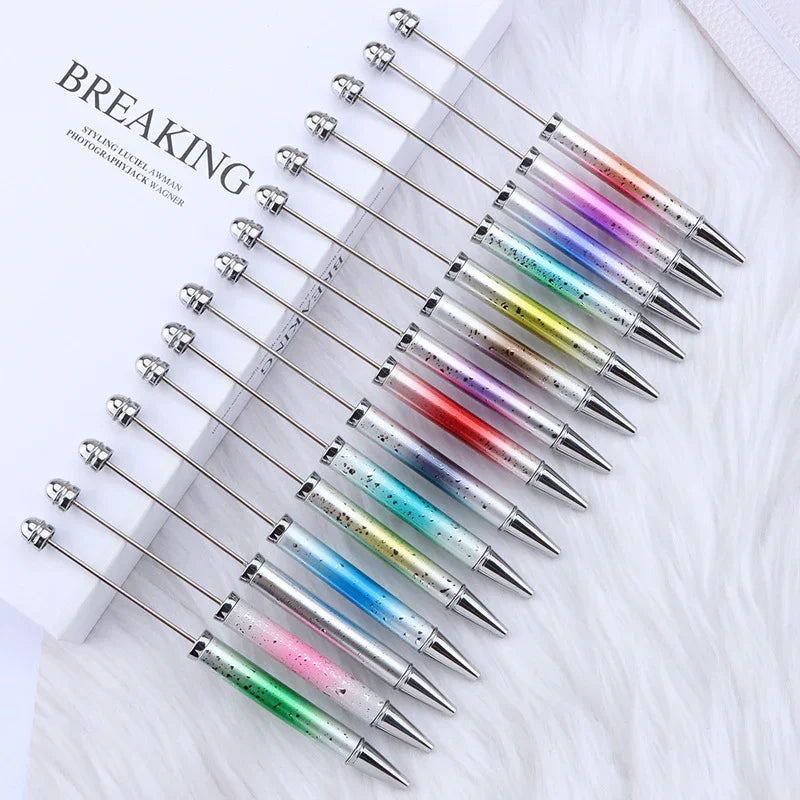 Starry Sky Bead Pen Creative Water Drop Head Gradient Ballpoint Pen Multicolor Beading | DIY Beadable Pen Craft Gift Idea