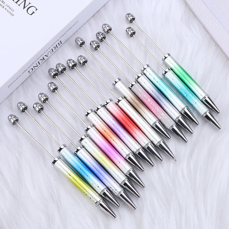 Starry Sky Bead Pen Creative Water Drop Head Gradient Ballpoint Pen Multicolor Beading | DIY Beadable Pen Craft Gift Idea