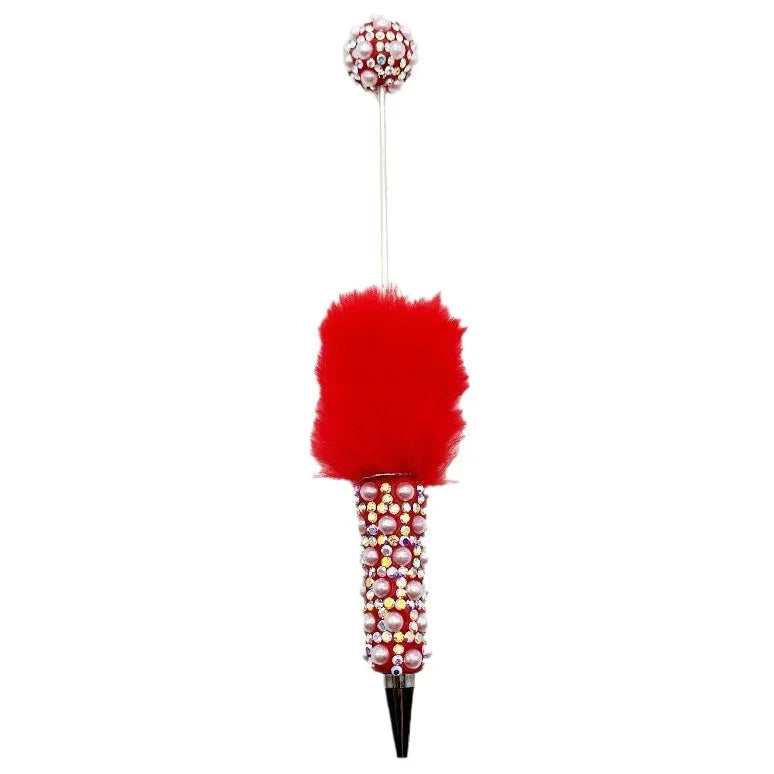 Plush pearl full diamond pen pure handmade furry diy diamond beaded pen | DIY Beadable Pen Craft Gift Idea