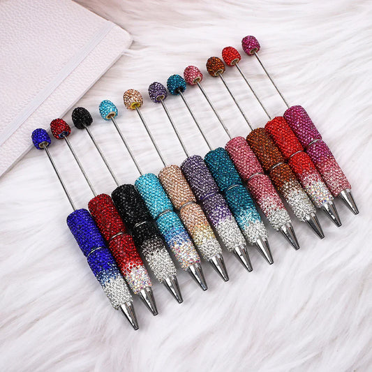 Gradient full diamond bead pen ins three-color gradient heavy-duty cute grain pen