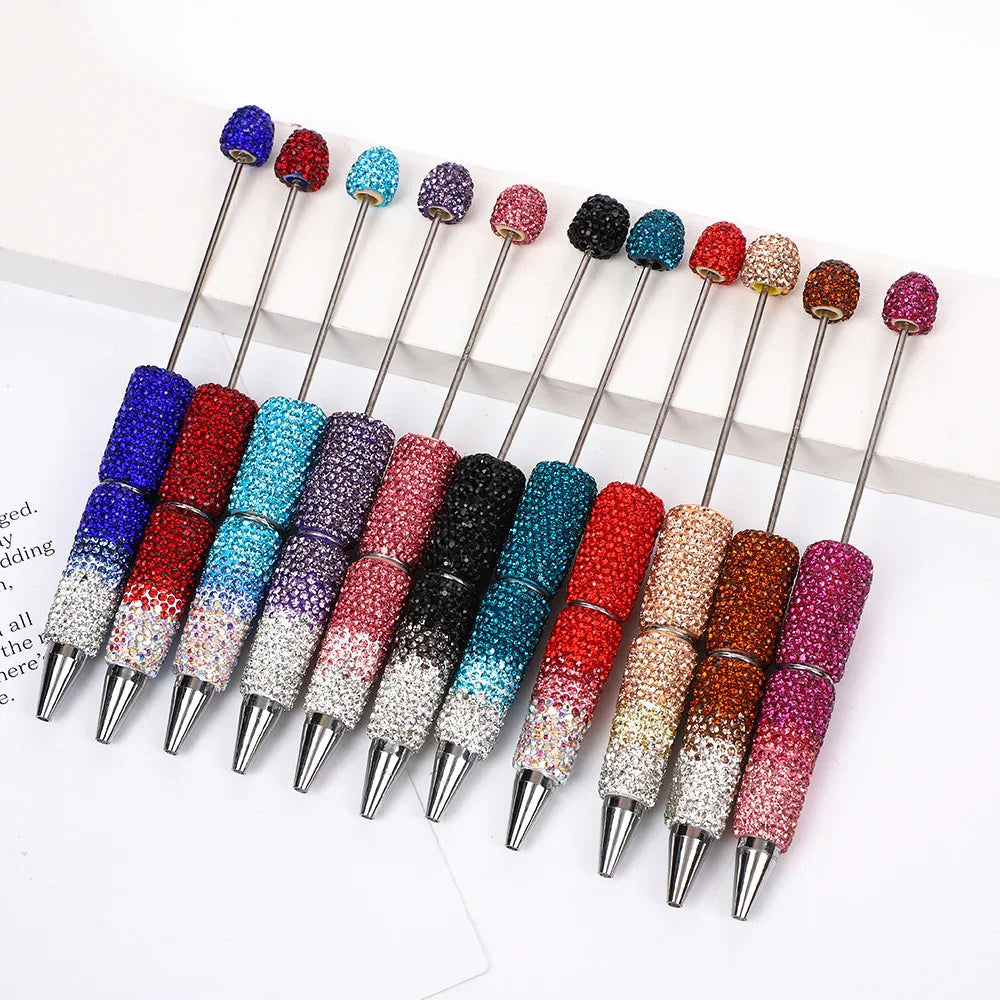 Gradient full diamond bead pen ins three-color gradient heavy-duty cute grain pen