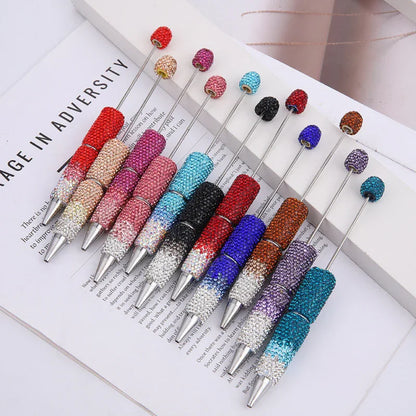 Gradient full diamond bead pen ins three-color gradient heavy-duty cute grain pen