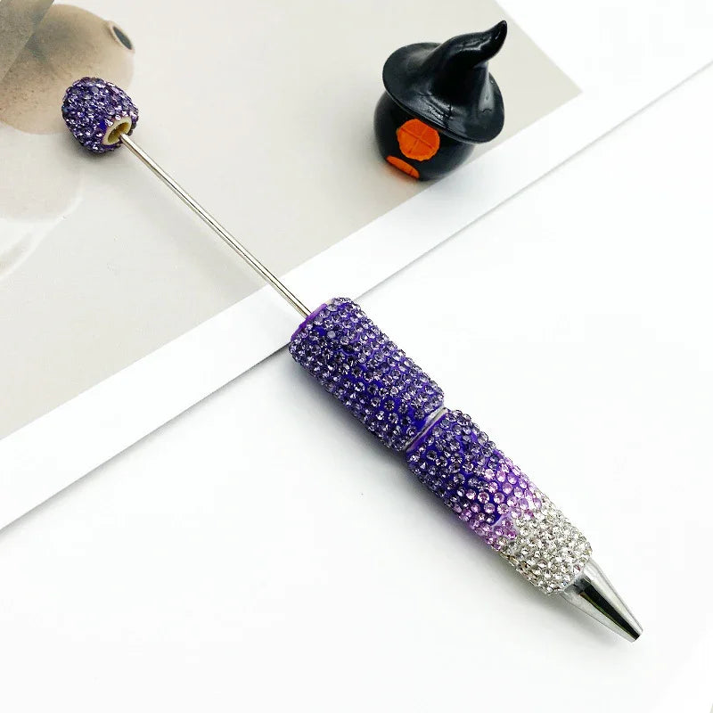 Gradient full diamond bead pen ins three-color gradient heavy-duty cute grain pen | DIY Beadable Pen Craft Gift Idea