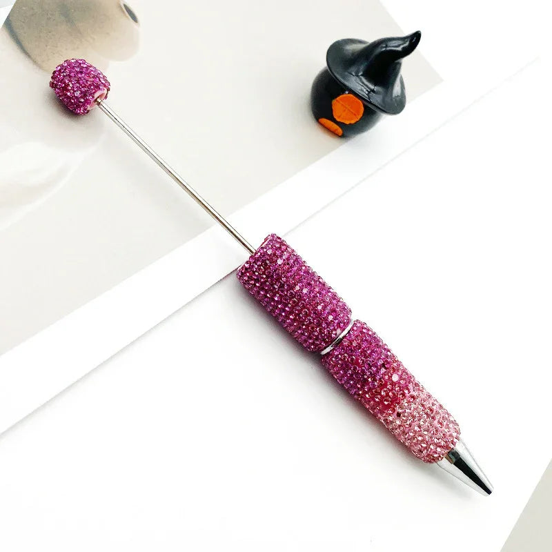 Gradient full diamond bead pen ins three-color gradient heavy-duty cute grain pen