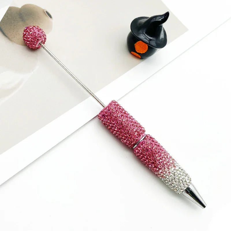 Gradient full diamond bead pen ins three-color gradient heavy-duty cute grain pen