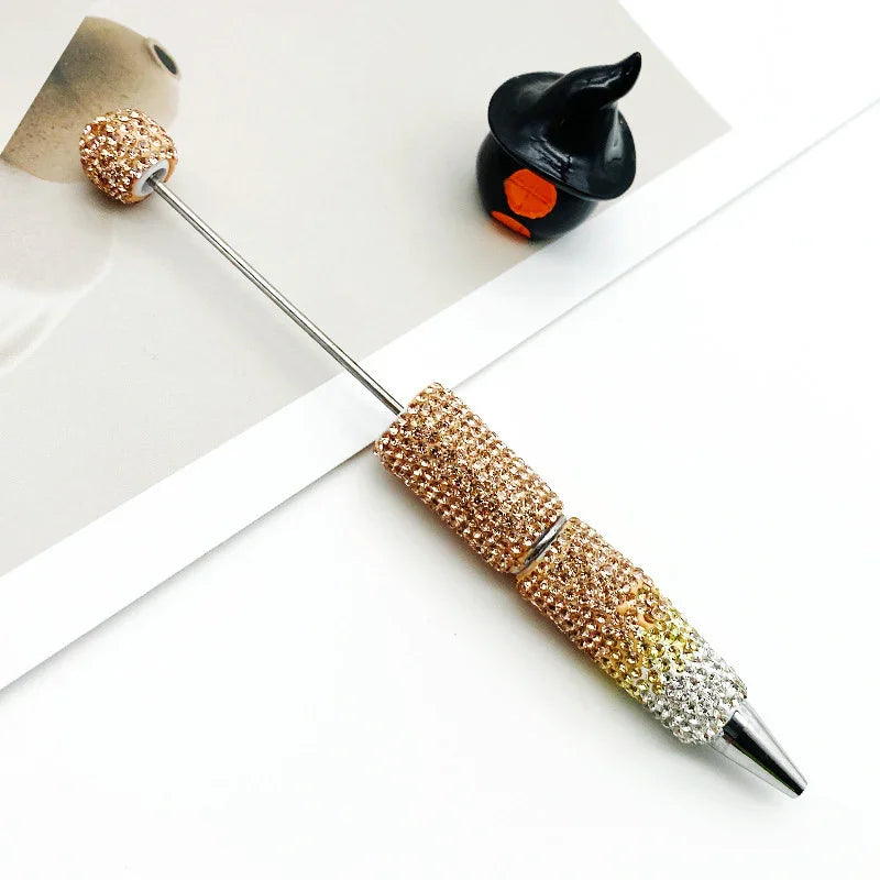 Gradient full diamond bead pen ins three-color gradient heavy-duty cute grain pen | DIY Beadable Pen Craft Gift Idea